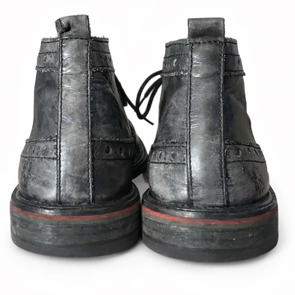 Fly London Men’s Black‎ Leather Brogue Avant Garde Ankle Boots EU 43 / US 10